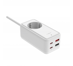 Fixed harging Strip power extension adapter with 2x USB-C and 2x USB, GaN III, 1.5m, PD 65W | FIXCS65-1.5-WH