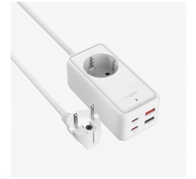 Fixed harging Strip power extension adapter with 2x USB-C and 2x USB, GaN III, 1.5m, PD 65W | FIXCS65-1.5-WH