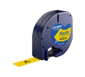 Dymo (S0721620) LetraTag Plastikinė etikečių juostelė, 12mm x 4m, Black on Yellow