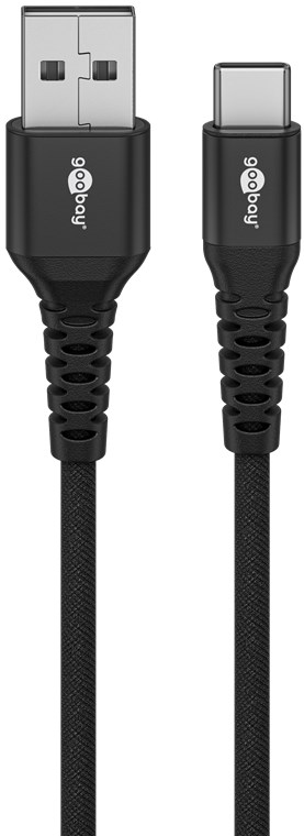 Goobay USB-C to USB-A Supersoft Textile Cable with Metal Plugs | 74526 | USB-C to USB-A