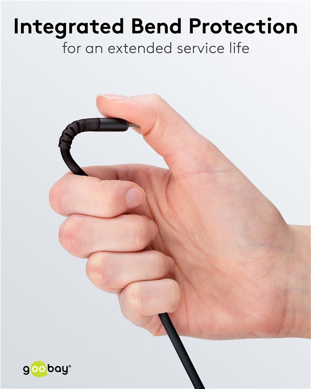 Goobay USB-C to USB-A Supersoft Textile Cable with Metal Plugs | 74526 | USB-C to USB-A