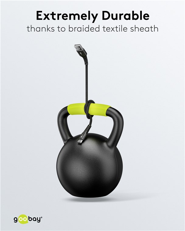 Goobay USB-C to USB-A Supersoft Textile Cable with Metal Plugs | 74526 | USB-C to USB-A