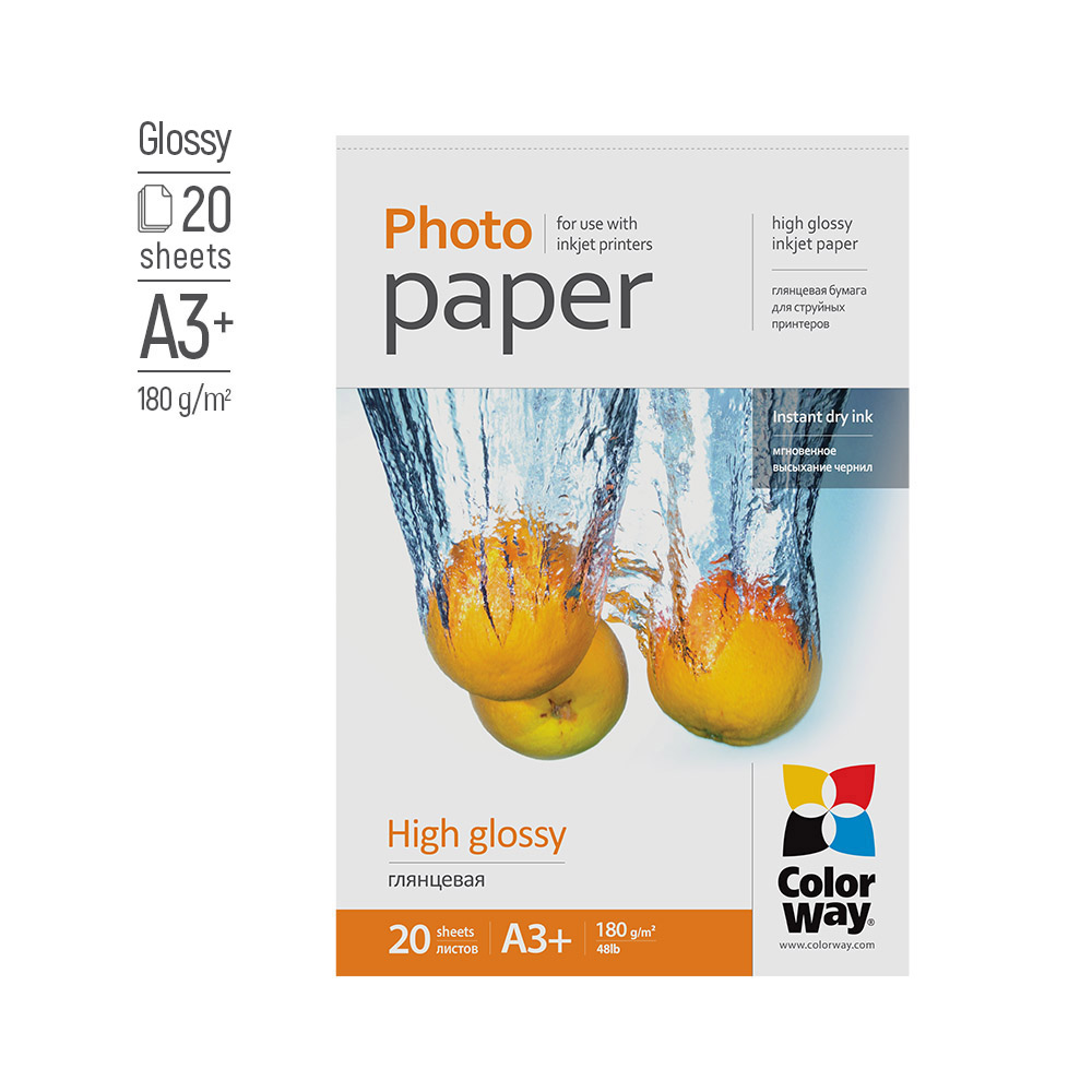 ColorWay Photo Paper, 20 sheets | High Glossy | 180 g/m² | A3+