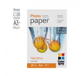 ColorWay Photo Paper, 20 sheets | High Glossy | 180 g/m² | A3+