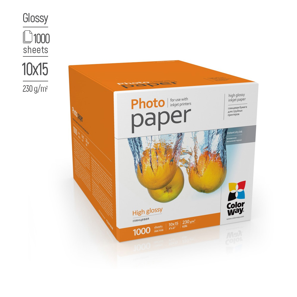ColorWay Photo Paper, 1000 sheets | High Glossy | 230 g/m² | 10x15