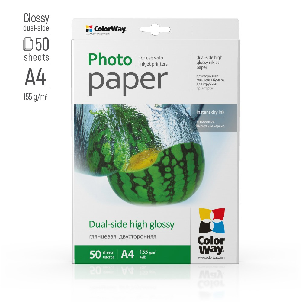 ColorWay Photo Paper, 50 sheets | 155 g/m² | A4 | Dual-side High Glossy