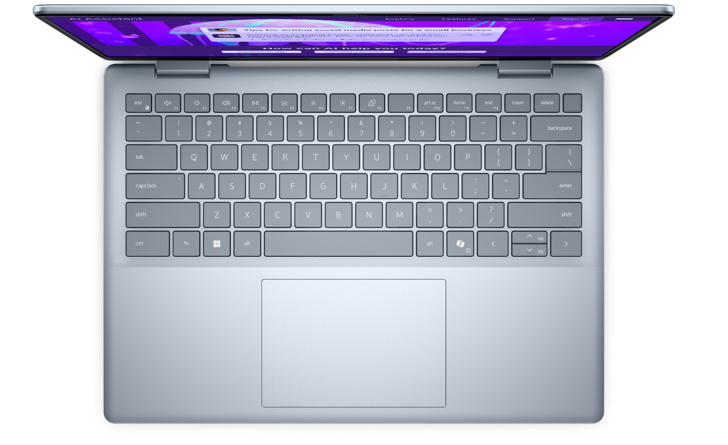 Dell Plus 14 DB14250 | Ice Blue | 14 " | 2.5K | 2560 x 1600 pixels | Anti-glare | Intel Core Ultra 7 | 258V | 32 GB | LPDDR5X | Solid-state drive capacity 1000 GB | Intel Arc Graphics | Windows 11 Pro | 802.11be | Keyboard language English | Keyboard back