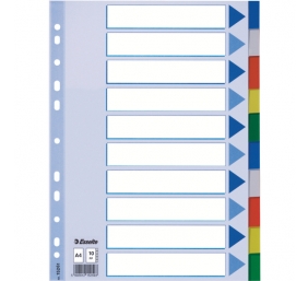Skiriamieji lapai Esselte, A4, 1-10 spalvos, plastikiniai