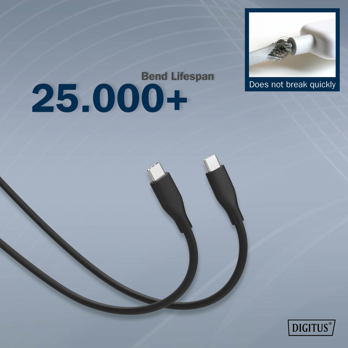 Digitus Silicone connection cable, 0.5 m | AK-300341-005-S | USB-C to USB-C