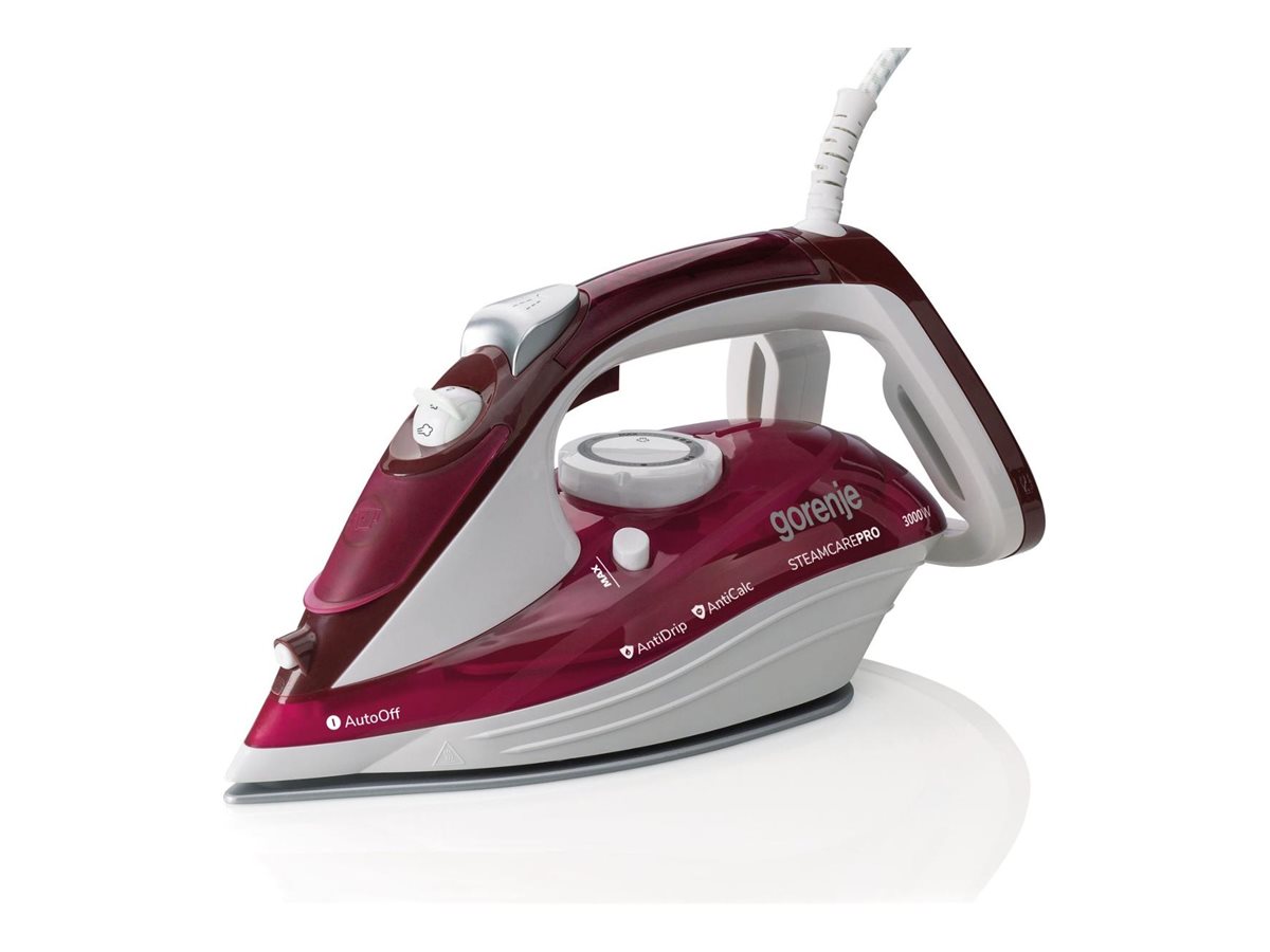 Gorenje | Steam Iron | SIH3000RBC | Steam Iron | 3000 W | Water tank capacity 350 ml | Continuous steam 40 g/min | Steam boost performance 105 g/min | Red/White