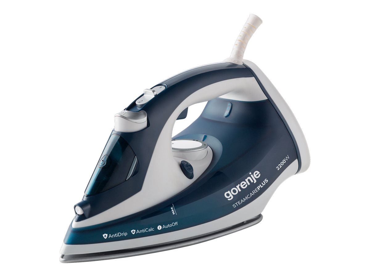 Gorenje | Steam Iron | SIH2200TQC | Steam Iron | 2200 W | Water tank capacity 300 ml | Continuous steam 30 g/min | Steam boost performance 90 g/min | Blue/White
