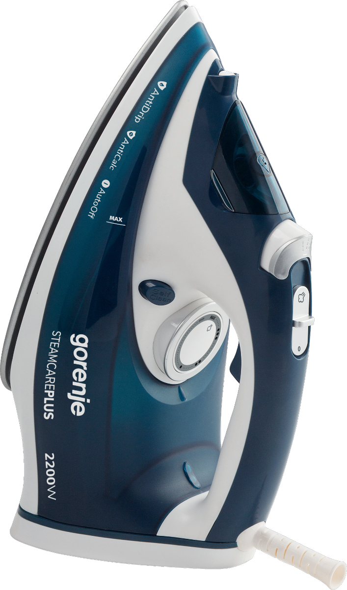 Gorenje | Steam Iron | SIH2200TQC | Steam Iron | 2200 W | Water tank capacity 300 ml | Continuous steam 30 g/min | Steam boost performance 90 g/min | Blue/White