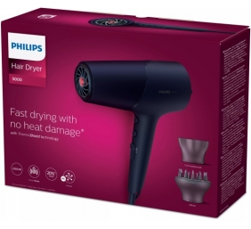 Philips | Hair Dryer | BHD510/00 | 2300 W | Number of temperature settings 3 | Ionic function | Diffuser nozzle | Blue/Metal