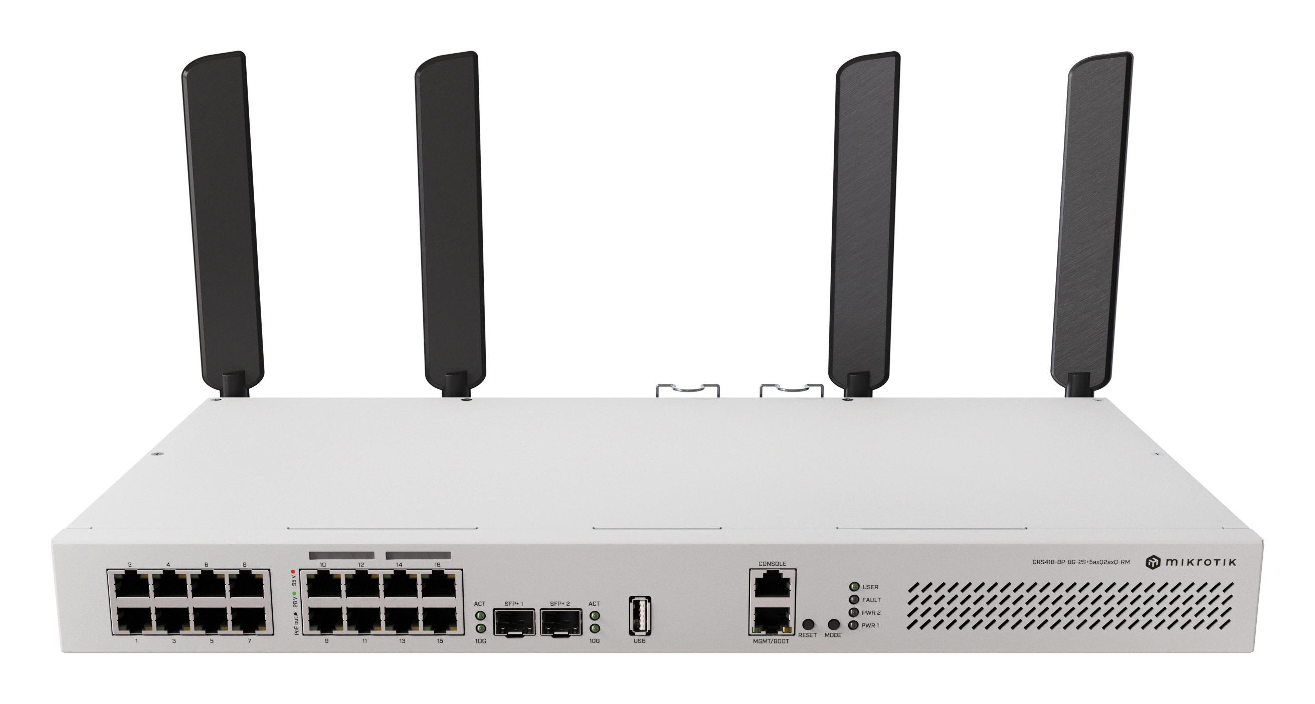 MikroTik Cloud Router Switch with RouterOS L5 Rackmount Case | CRS418-8P-8G-2S+5axQ2axQ-RM