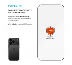 Fixed Screen protector | Apple | iPhone 17 Pro | Tempered glass | Black | Armor with Anti-dust applicator and AR layer