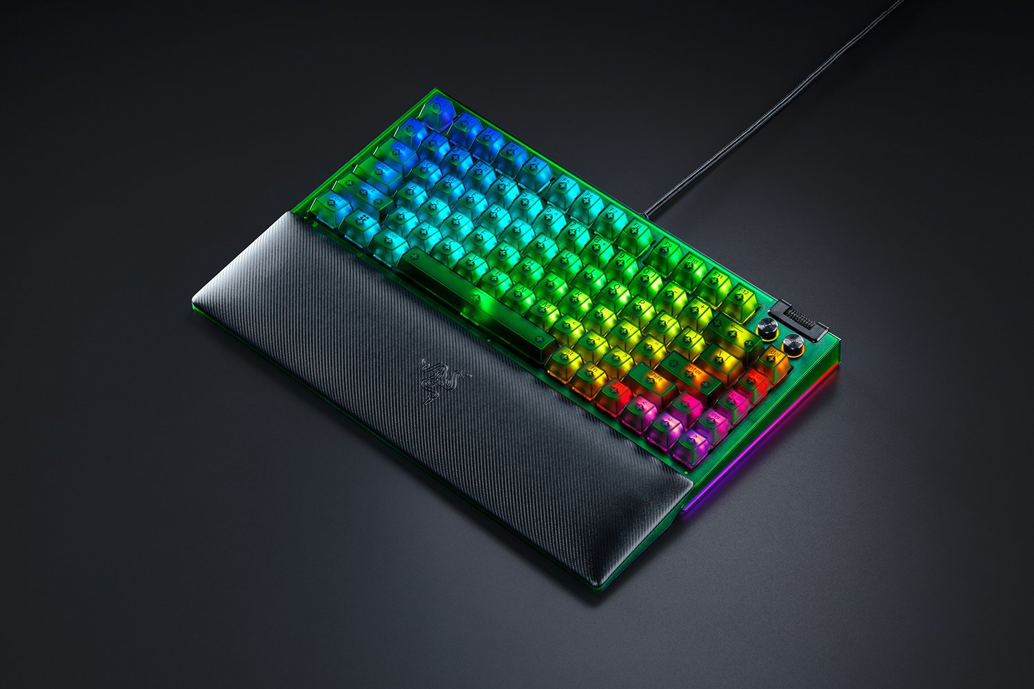 Razer | BlackWidow V4 75% | Mechanical Gaming Keyboard | Wired | US | Chroma RGB | Phantom Green Edition | Mechanical Switches
