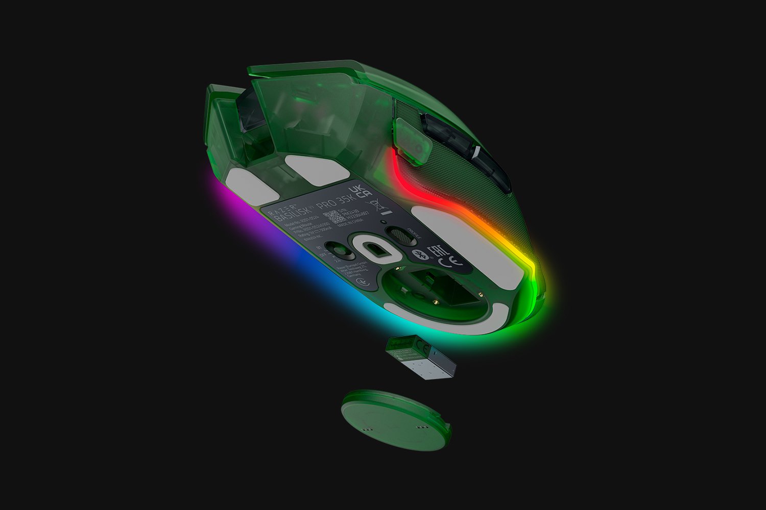 Razer | Basilisk V3 Pro 35K | Gaming Mouse | Wireless/Wired | Phantom Green Edition