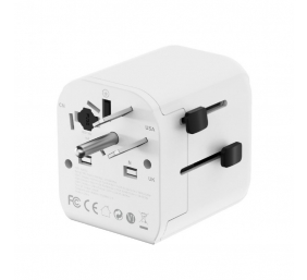 Gembird Grounded universal travel power adapter, 20 W | TPA-EU1A1C20-01-W