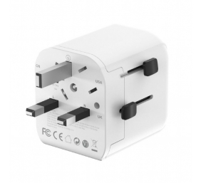 Gembird Grounded universal travel power adapter, 20 W | TPA-EU1A1C20-01-W