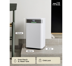 Mill Dehumidifier | MDH12 | Power 200 W | Suitable for rooms up to 8-15 m² | Water tank capacity 2 L | White