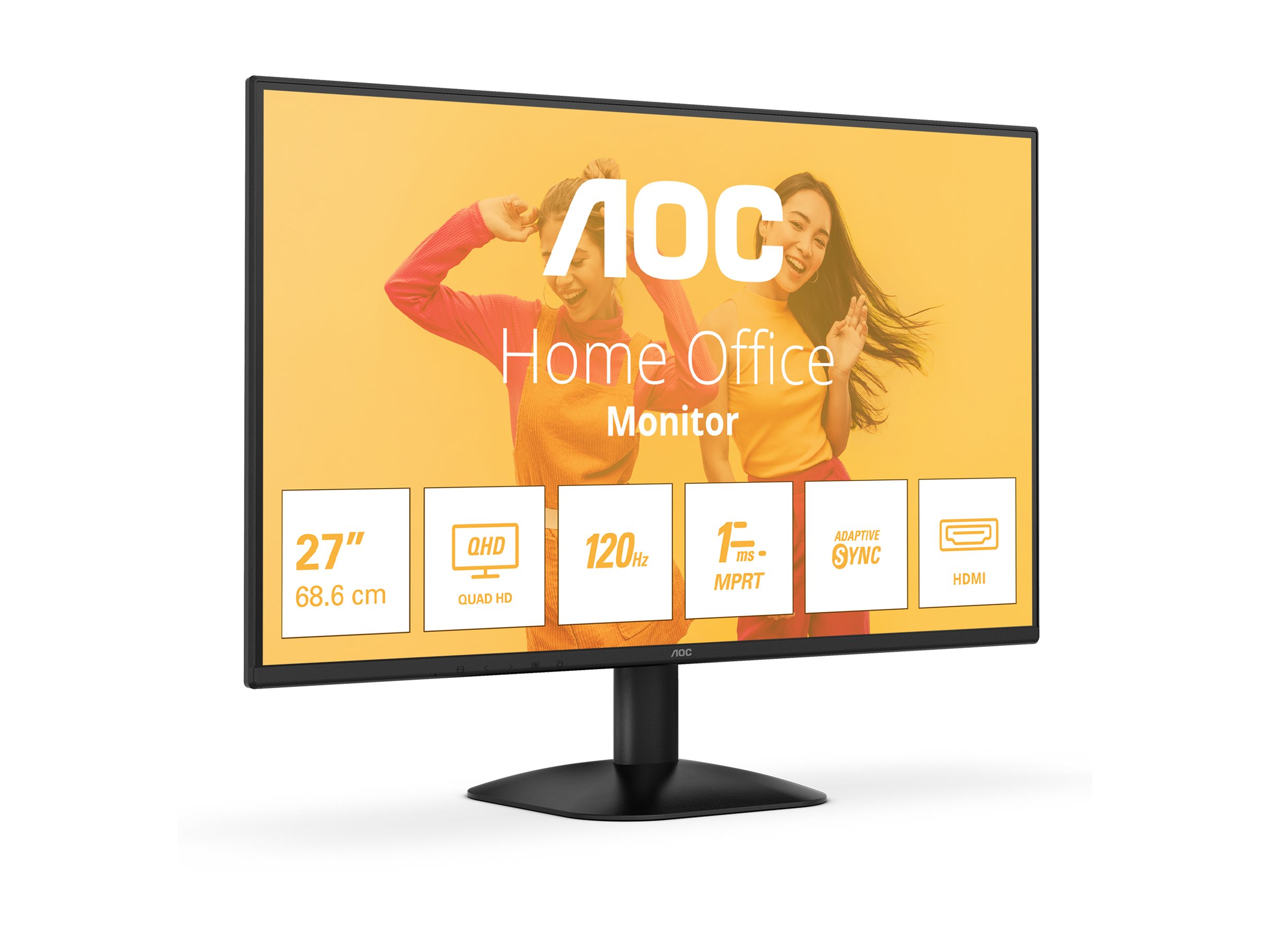 AOC Q27B35S3 | 27 " | IPS | QHD | 16:9 | 120 Hz | 1 ms | 2560 x 1440 pixels | 300 cd/m² | HDMI ports quantity 1 | Black