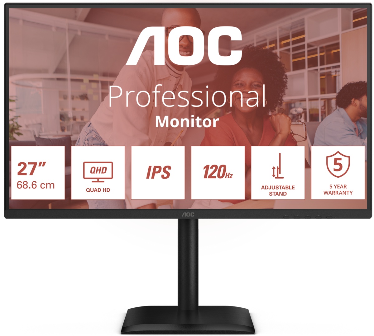 AOC | Q27E4U | 27 " | IPS | QHD | 16:9 | 120 Hz | 4 ms | 2560 x 1440 pixels | 350 cd/m² | HDMI ports quantity 1