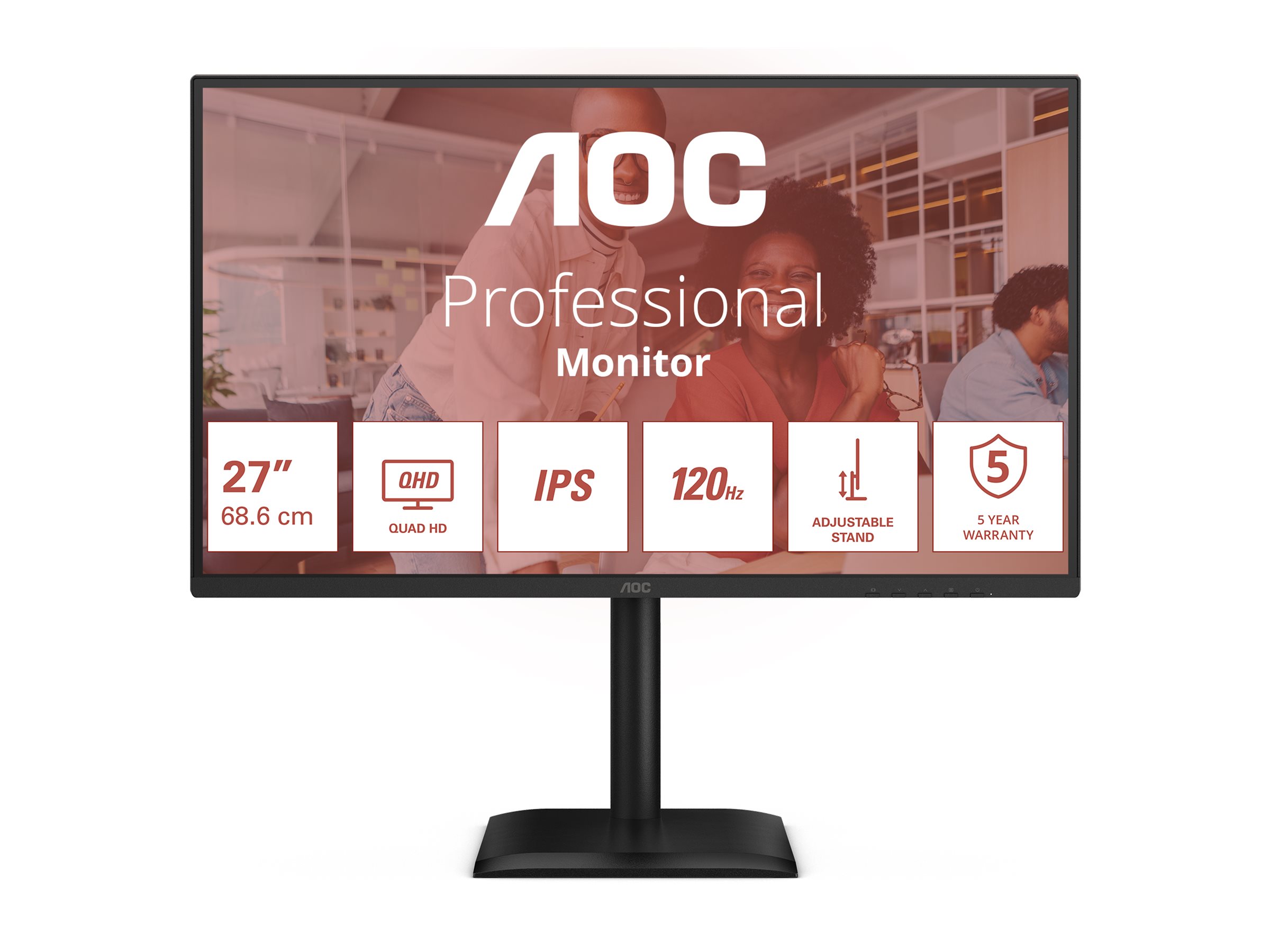 AOC | Q27E4U | 27 " | IPS | QHD | 16:9 | 120 Hz | 4 ms | 2560 x 1440 pixels | 350 cd/m² | HDMI ports quantity 1