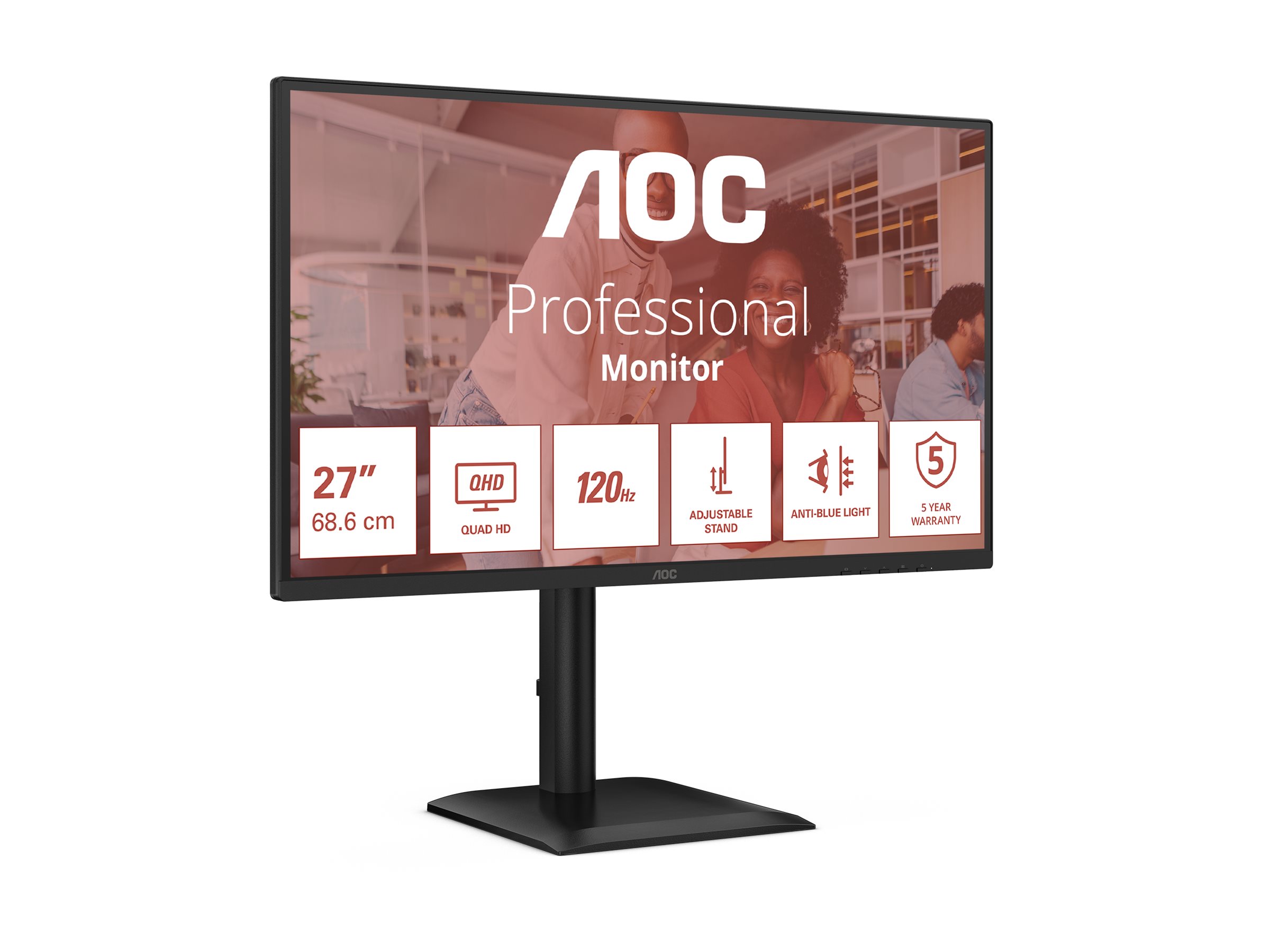 AOC | Q27E4U | 27 " | IPS | QHD | 16:9 | 120 Hz | 4 ms | 2560 x 1440 pixels | 350 cd/m² | HDMI ports quantity 1