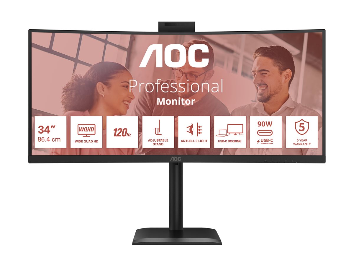 AOC | CU34E4CW | 34 " | VA | UWQHD | 120 Hz | 4 ms | 3440 x 1440 pixels | 350 cd/m² | HDMI ports quantity 2 | Black