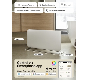 Mill WiFi Panel Heater | PA1500WIFI4A | Panel Heater | 1500 W | Suitable for rooms up to 22 m² | White | IPX4