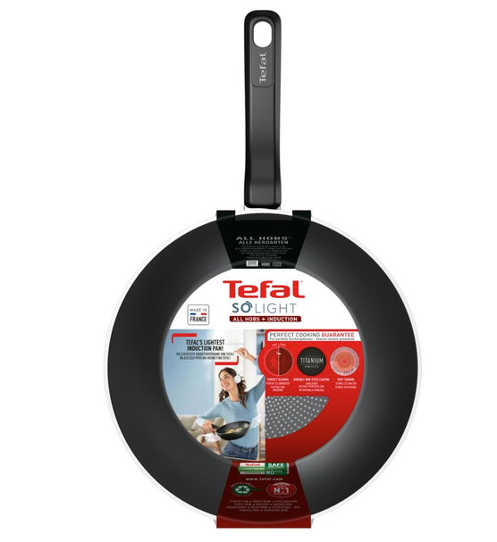 TEFAL Pan | H0561942 | Wok | Diameter 28 cm | Suitable for induction hob | Fixed handle | Black