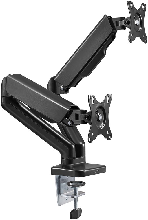 Goobay Desk Mount | Double Monitor Mount with Gas Spring | Swivel, Tilt, Rotation | 17-32 " | Maximum weight (capacity) 9 kg | Black