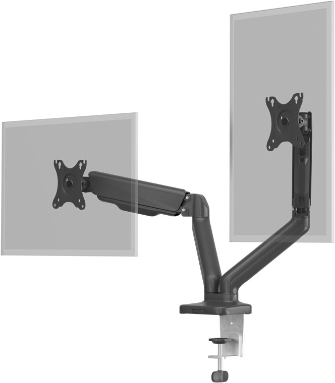 Goobay Desk Mount | Double Monitor Mount with Gas Spring | Swivel, Tilt, Rotation | 17-32 " | Maximum weight (capacity) 9 kg | Black