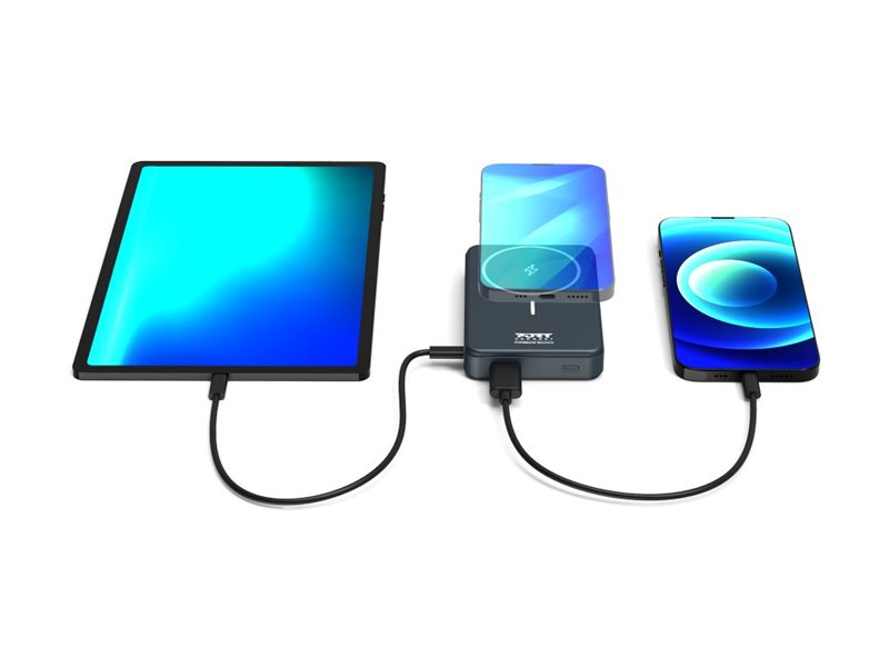 PORT CONNECT | USB-C external battery PD, Wireless Qi2 | 10000 mAh | Blue