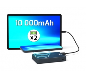 PORT CONNECT | USB-C external battery PD, Wireless Qi2 | 10000 mAh | Blue