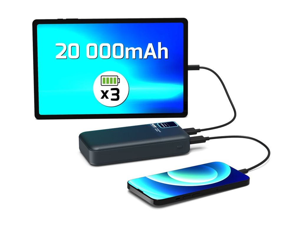 PORT CONNECT External USB-C battery | 20000 mAh | Blue