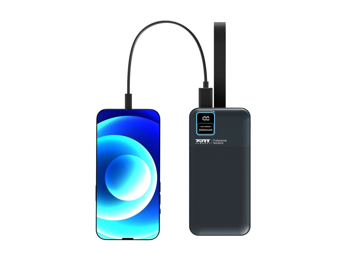 PORT CONNECT External USB-C battery integrated lamp | 30000 mAh | Blue