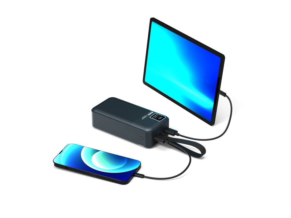 PORT CONNECT External USB-C battery integrated lamp | 30000 mAh | Blue