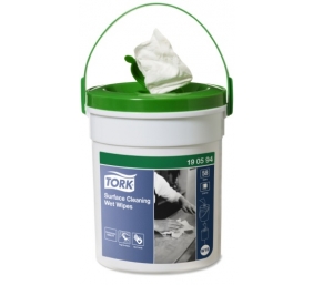 Drėgnos servetėlės paviršiams TORK 190594, kibirėlyje, 58 vnt., 27 x 27 cm, balta