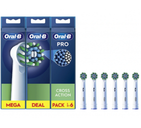 Oral-B | Replaceable toothbrush heads | EB50RX-6 Cross Action Pro | Heads | For adults | Number of brush heads included 6 | White
