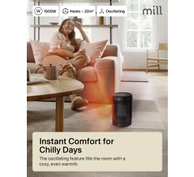 Mill FH1500BLACK | Ceramic fan heater | 1500 W | Suitable for rooms up to 22 m² | Black