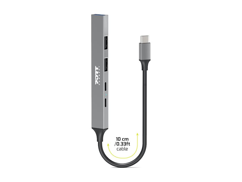 PORT CONNECT | USB-C Hub with 4 USB ports, 1X USB-C, 100W