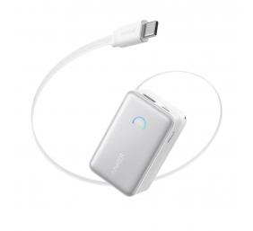 Anker Nano Power Bank 45W with Built-In Retractable USB-C Cable | A1638H21 | 10000 mAh | White
