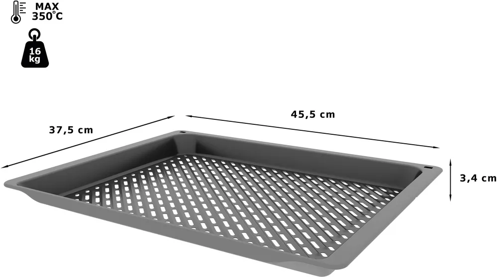Bosch | Air Fry and Grill tray, 34 x 455 x 375 mm | HEZ629070 | Anthracite
