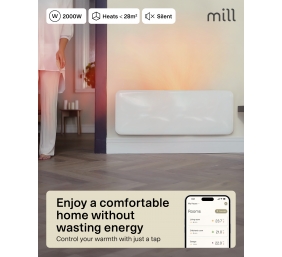 Mill Invisible Smart WiFi Heater | PA2000WIFI4 | Panel Heater | 2000 W | Suitable for rooms up to 24-28 m² | White | IPX4