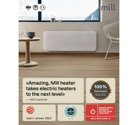 Mill Invisible Smart WiFi Heater | PA2000WIFI4 | Panel Heater | 2000 W | Suitable for rooms up to 24-28 m² | White | IPX4