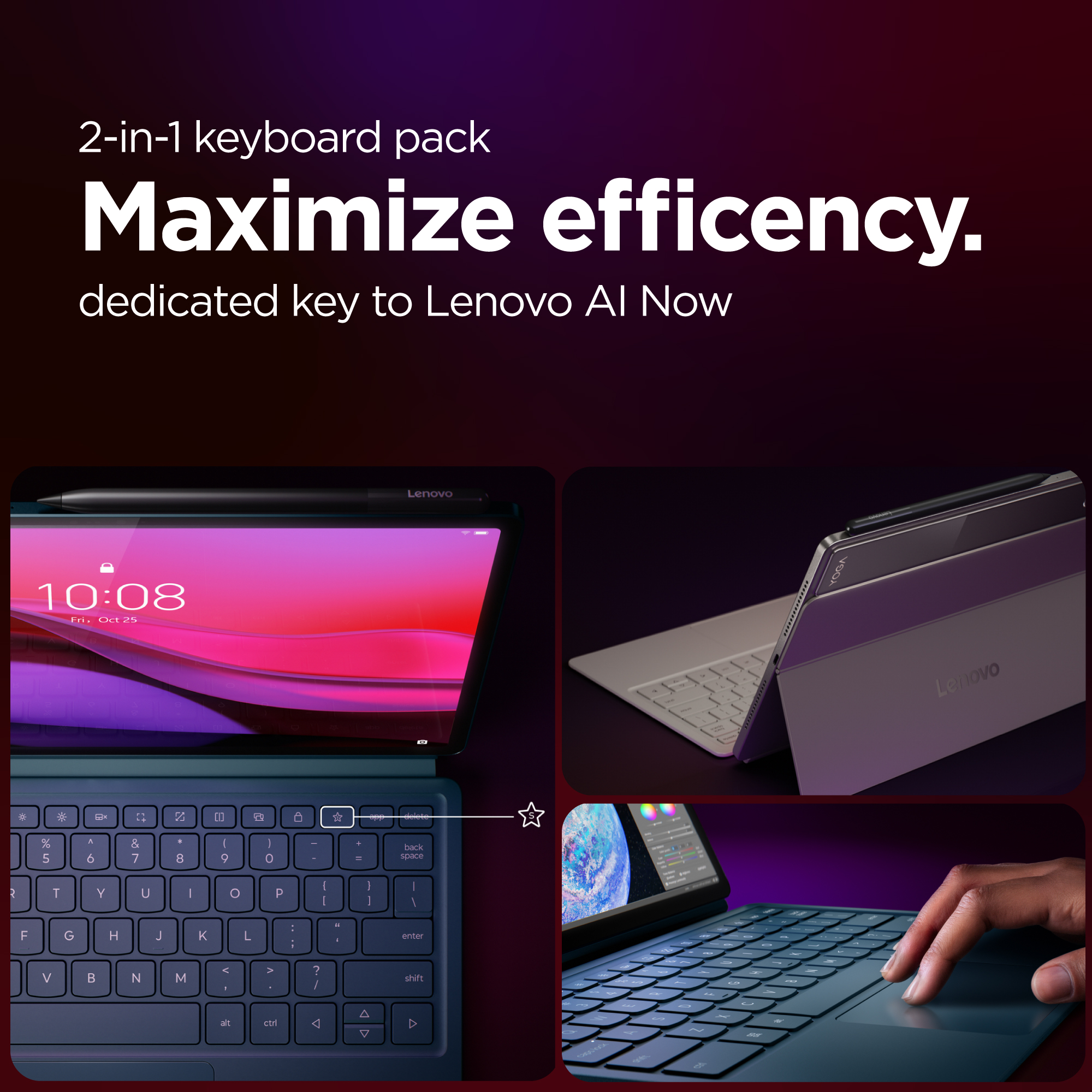 Lenovo | Yoga Tab Plus Wi-Fi (without power adapter) | ZAEG0018NL | 12.7 " | Tidal Teal | LTPS | 2944 x 1840 pixels | Qualcomm | Snapdragon 8 Gen 3 Mobile Platform | 16 GB | Soldered LPDDR5x | 256 GB | Wi-Fi | Front camera | 13 MP | Rear camera | 13 MP | 