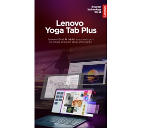 Lenovo | Yoga Tab Plus Wi-Fi (without power adapter) | ZAEG0018NL | 12.7 " | Tidal Teal | LTPS | 2944 x 1840 pixels | Qualcomm | Snapdragon 8 Gen 3 Mobile Platform | 16 GB | Soldered LPDDR5x | 256 GB | Wi-Fi | Front camera | 13 MP | Rear camera | 13 MP | 