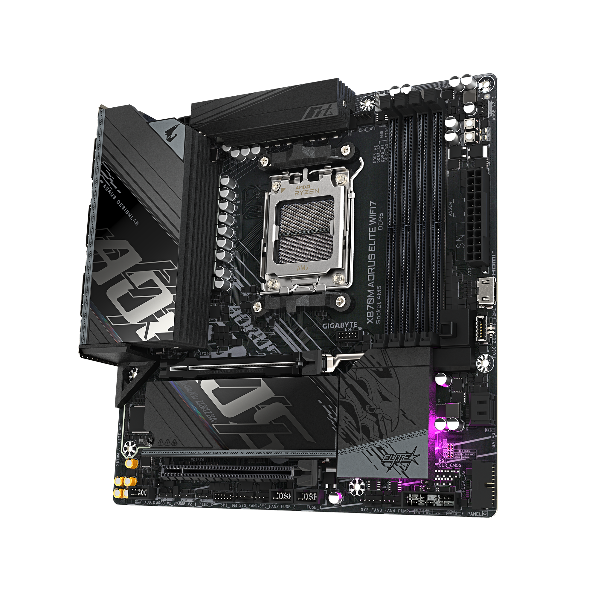 Gigabyte X870M AORUS ELITE WIFI7 | Processor family AMD | Processor socket AM5 | DDR5 | Supported hard disk drive interfaces SATA, M.2 | Number of SATA connectors 2