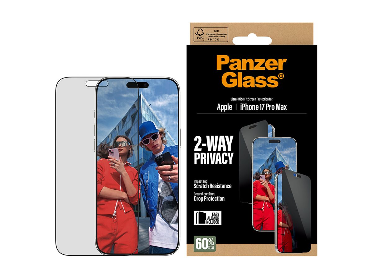 PanzerGlass Screen protector | Apple | iPhone 17 Pro Max | Glass | Transparent | Ultra-Wide Fit w. EasyAligner
